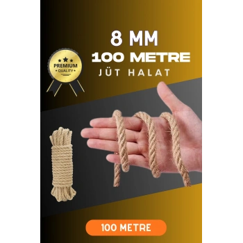 8 MM 100 Metre Jüt Halat Dekoratif Hasır İp Urgan Süs