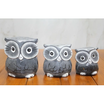 Ahşap 3lü Baykuş Seti Model 2