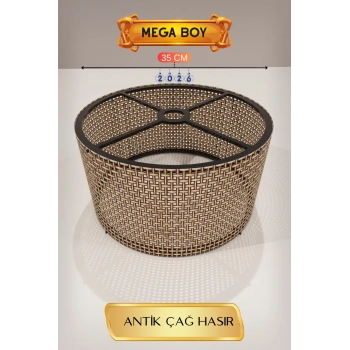 Antik Çağ Hasır Lambader Başlığı 35 CM Mega Boy