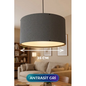 Antrasit Gri Kumaş Başlıklı Sarkıt Avize 35 CM