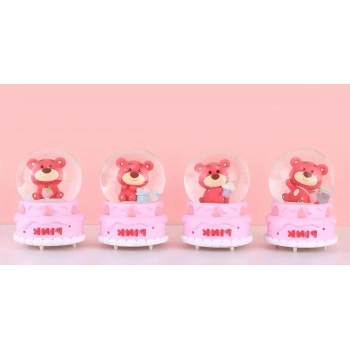 Ayıcıklı Işıklı Kar Küresi 7 Cm Alk3102