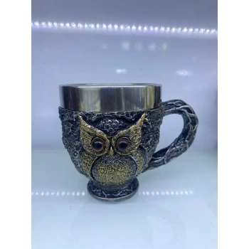 Baykuş Çelik Kupa Bardak Kod 6931