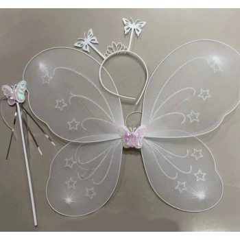 Beyaz Renk Kanadı Tacı ve Sopası 50x37 cm