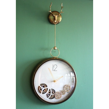 Çarklı Geyikli Duvar Saati Alk1587
