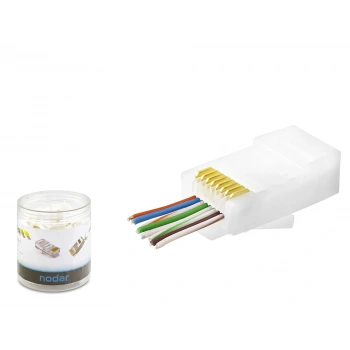 Cat6 Ez Rj45 Konnektör - 100 Adet Beyaz / Özel Plastik Kutulu ND2406