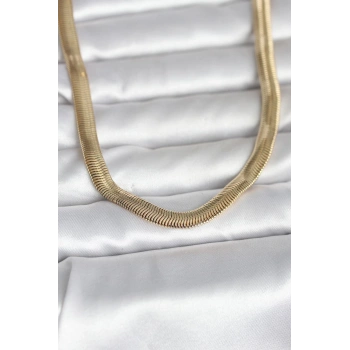 CM 14K Gold Renk Kalın Yassı Yılan Zincir Model 45 cm Kadın Kolye TJ-BKO11006