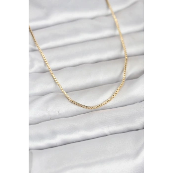 CM 14K Gold Renk Kare Zincirli Model 60 cm Kadın Kolye TJ-BKO10941