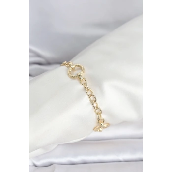 CM 14K Gold Renk Lazerli Halka Model Kadın Bileklik TJ-BB8300