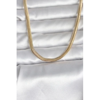 CM 14K Gold Renk Yassı Yılan Zincir Model 45 cm Kadın Kolye TJ-BKO11005