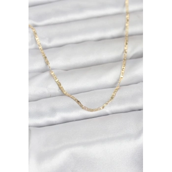 CM 14K Gold Renk Yassı Zincir Model 60 cm Kadın Kolye TJ-BKO10946