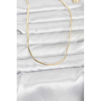 CM 14K Gold Renk Yassı Zincir Model 60 cm Kadın Kolye TJ-BKO10965