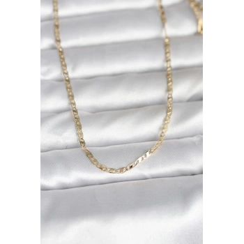 CM 14K Gold Renk Yassı Zincir Model 60 cm Kadın Kolye TJ-BKO10984