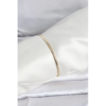 CM 14K Gold Renk Yassı Zincir Model Kadın Bileklik TJ-BB8291