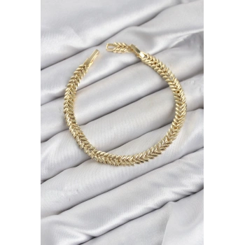 CM Başak Model Gold Renk Pirinç Kadın Bileklik TJ-BB8599