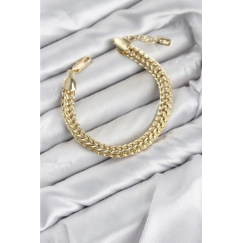 CM Kalın Singapur Model Gold Renk Pirinç Kadın Bileklik TJ-BB8601