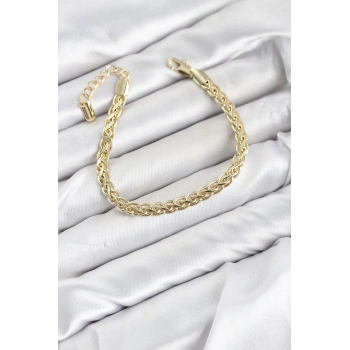 CM Singapur Zincir Model Gold Renk Pirinç Kadın Bileklik TJ-BB8593