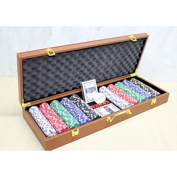 Deri Çantalı 500 Chip Ve 2 Adet İskambil Kağitına Sahip Poker Oyunu Alk4231