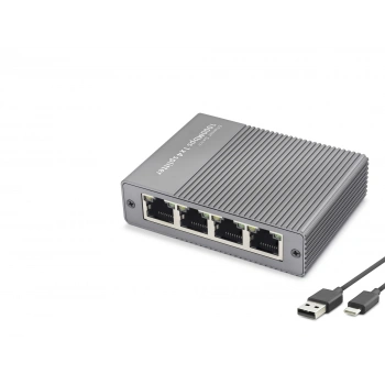 Gigabit Ethernet Switch 5 Port Type C Güç Girişli Gri HDX1414