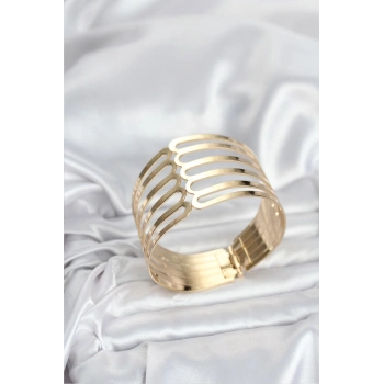 Gold Renk Pirinç Kaburga Model Kadın Bileklik TJ-BB8063