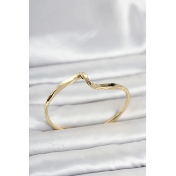 Gold Renk Pirinç Zikzak Model Kadın Bileklik TJ-BB8550