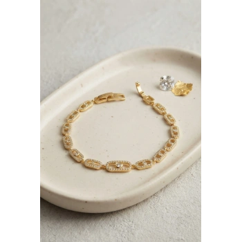 Gold Renk Zirkon Taşlı Messika Model Bileklik TJ-BB8850