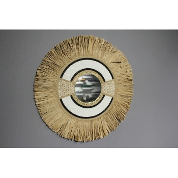 Hasırlı Duvar Aynası 3Natural-3