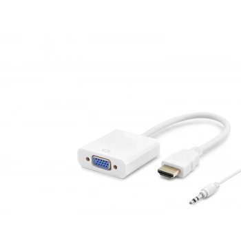 Hdmi To Vga Dişi Ses Çıkışlı Görüntü Dönüştürücü 1080P - Beyaz HDX2019B