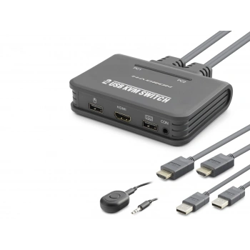Hdmi Usb Kvm Switch 2 Port Hdmi 2 Port Usb Dahili Kablolu - Siyah HDX1361