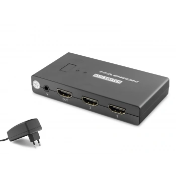 Hdmi Usb Kvm Switch 2 Port Hdmi 4 Port Usb Dahili Kablolu - Siyah HDX1373