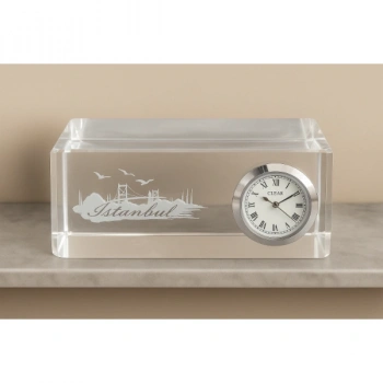 İstanbul Tasarımlı Kristal Saatli Biblo