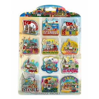 İstanbul Temalı Silikon Buzdolapı Süsü Magnet 12Li Set Alk5814