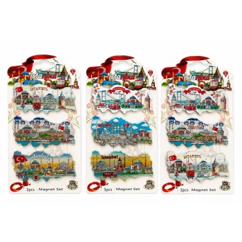 İstanbul Temalı Silikon Buzdolapı Süsü Magnet 3Lü Set Alk5811