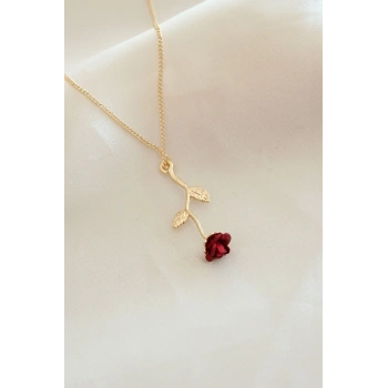 Kırmızı Gül Figürlü Kolye TJ-BKO6392