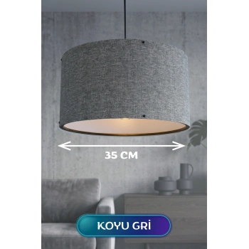 Koyu Gri Kumaş Başlıklı Sarkıt Avize 35 CM