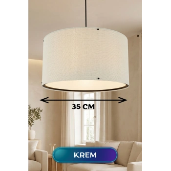 Krem Kumaş Başlıklı Sarkıt Avize 35 CM