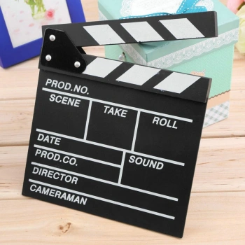Küçük Boy Dekoratif Sinema Klaketi - Ahşap Tasarım - 20x20 cm