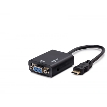 Mini Hdmi To Vga Ses Çıkışlı Görüntü Dönüştürücü - Siyah HDX7762