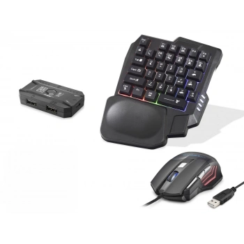 Mobil Oyun Klavye Mouse Dönüştürücü Seti Rgb Siyah K191