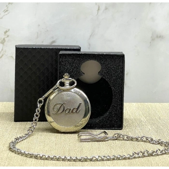 Özel Kutulu Dad (Baba) Tasarımlı Gümüş Köstekli Saat