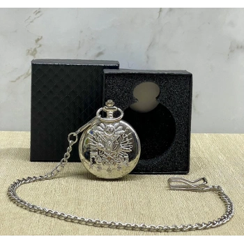 Özel Kutulu Osmanlı Devlet Arması Gümüş Köstekli Saat Alk4665