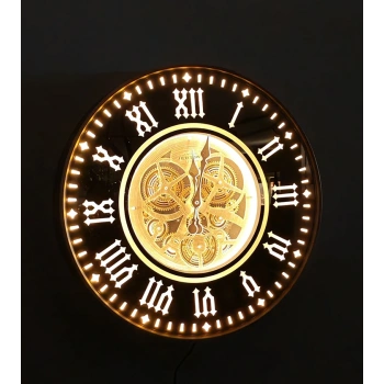 Özel Tasarım Metal Çarklı Ledli Duvar Saati Alk5122