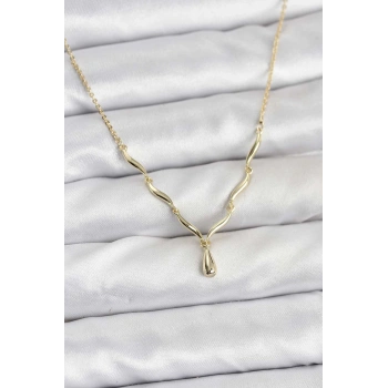 Pirinç Gold Renk Damla Model Kadın Kolye - TJ-BKO10800