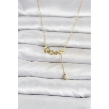 Pirinç Gold Renk Minimal Sallantılı Yıldız Model Kadın Kolye TJ-BKO11122