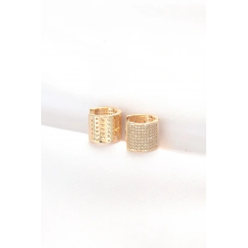 Pirinç Gold Renk Taşlı Minimal Küpe TJ-BKP8890