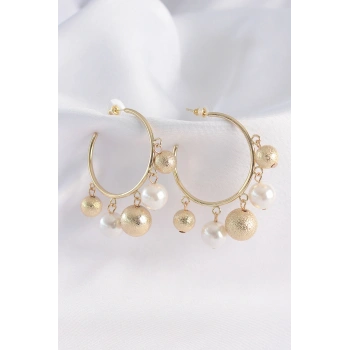 Pirinç Gold Renk Topçuk Model Halka Küpe TJ-BKP8908