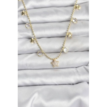 Pirinç Gold Renk Yıldız Model Kadın Kolye TJ-BKO10640