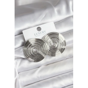 Pirinç Gümüş Renk Circle Model Kadın Küpe TJ-BKP11436
