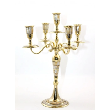 Pirinç Sedefli 5Li Şamdan 20480