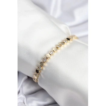 Pirinç VIP Seri Gold Renk Petek Model Kadın Bileklik - TJ-BB7925