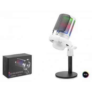 Profesyonel Mikser Kontrollü Rgb Mikrofon 24 Bit Çinko Alaşım Gövde Type-C - Beyaz ME6SW